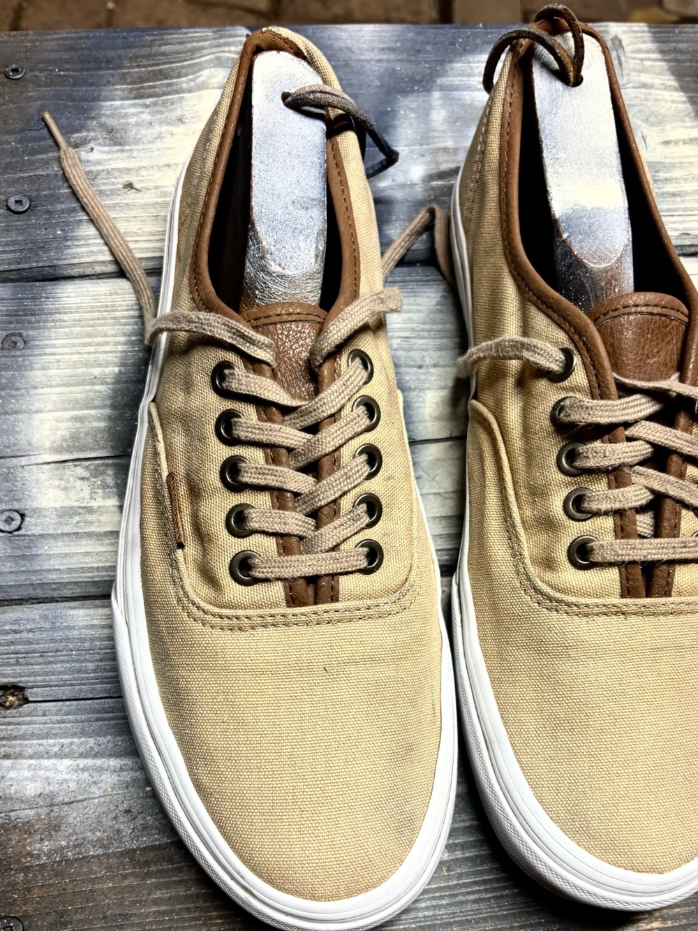 Vans Authentic Canvas Sneakers in Tan & Brown Men 9.5